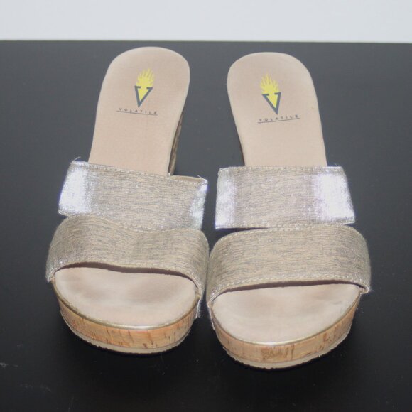 LADIES VOLATILE WEDGE SLIDE/SANDALS - 9 - SOFT GOLD - Picture 2 of 9